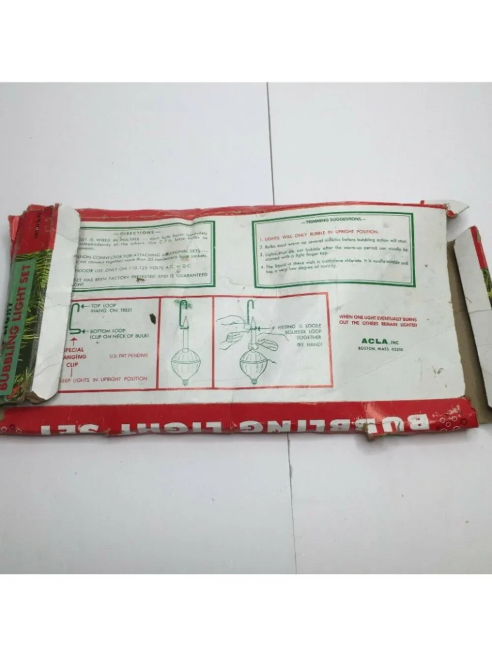 Vintage Christmas 7 Continuous Bubbling Bubble Lights Empty Box